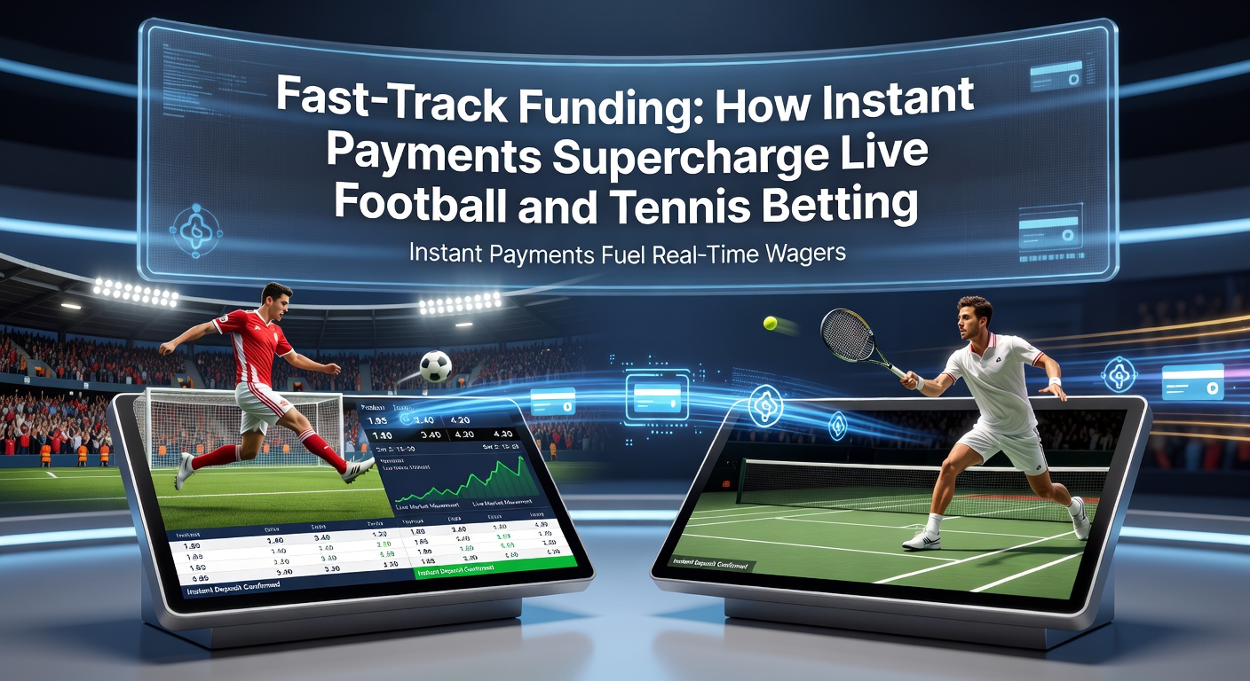 Grafik zeigt ein Smartphone mit Live-Fußball-Übertragung und einem Blitz-Symbol für Sofortüberweisung neben Tennisball und Wettquoten