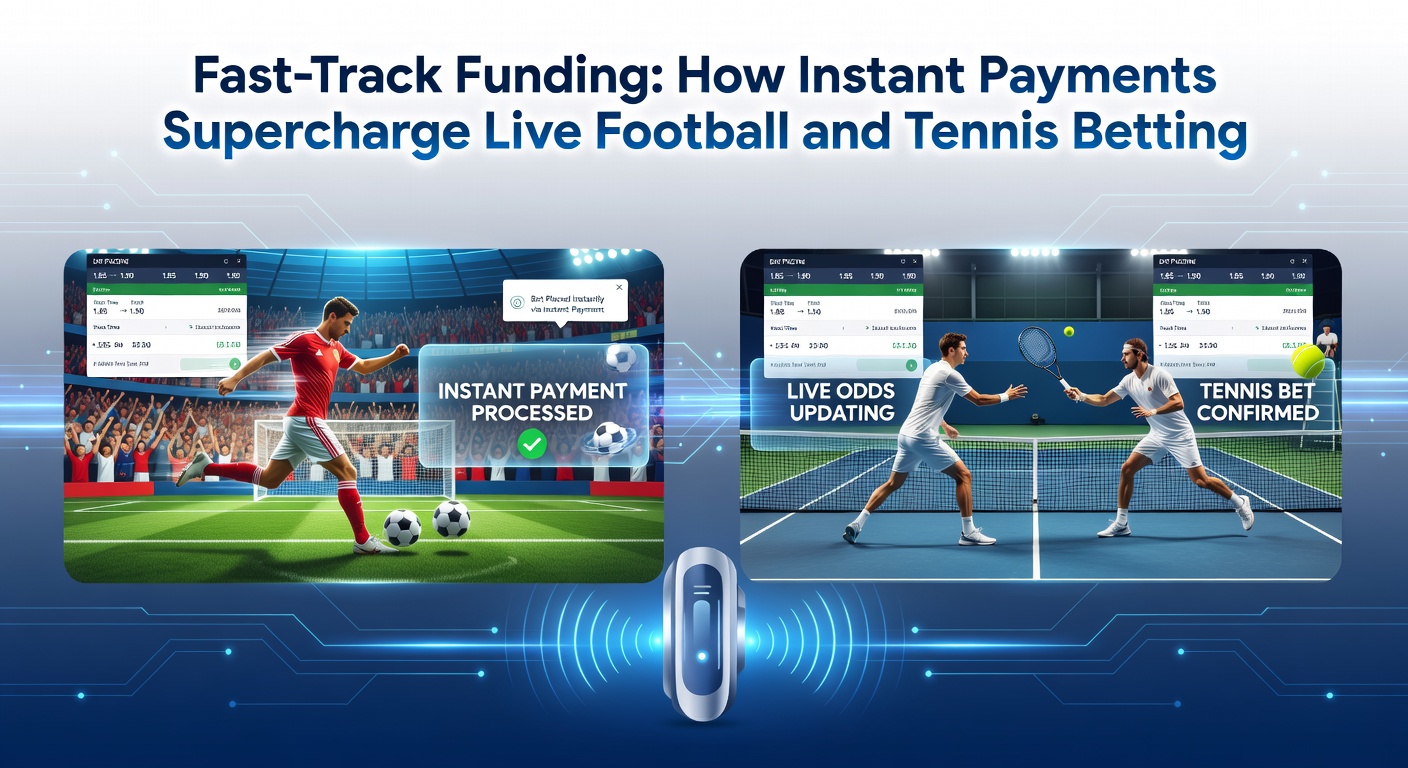 Screenshot einer Wett-App mit Live-Tennis-Match, rotierendem Tennisball und grünem Haken für abgeschlossene Sofortüberweisung