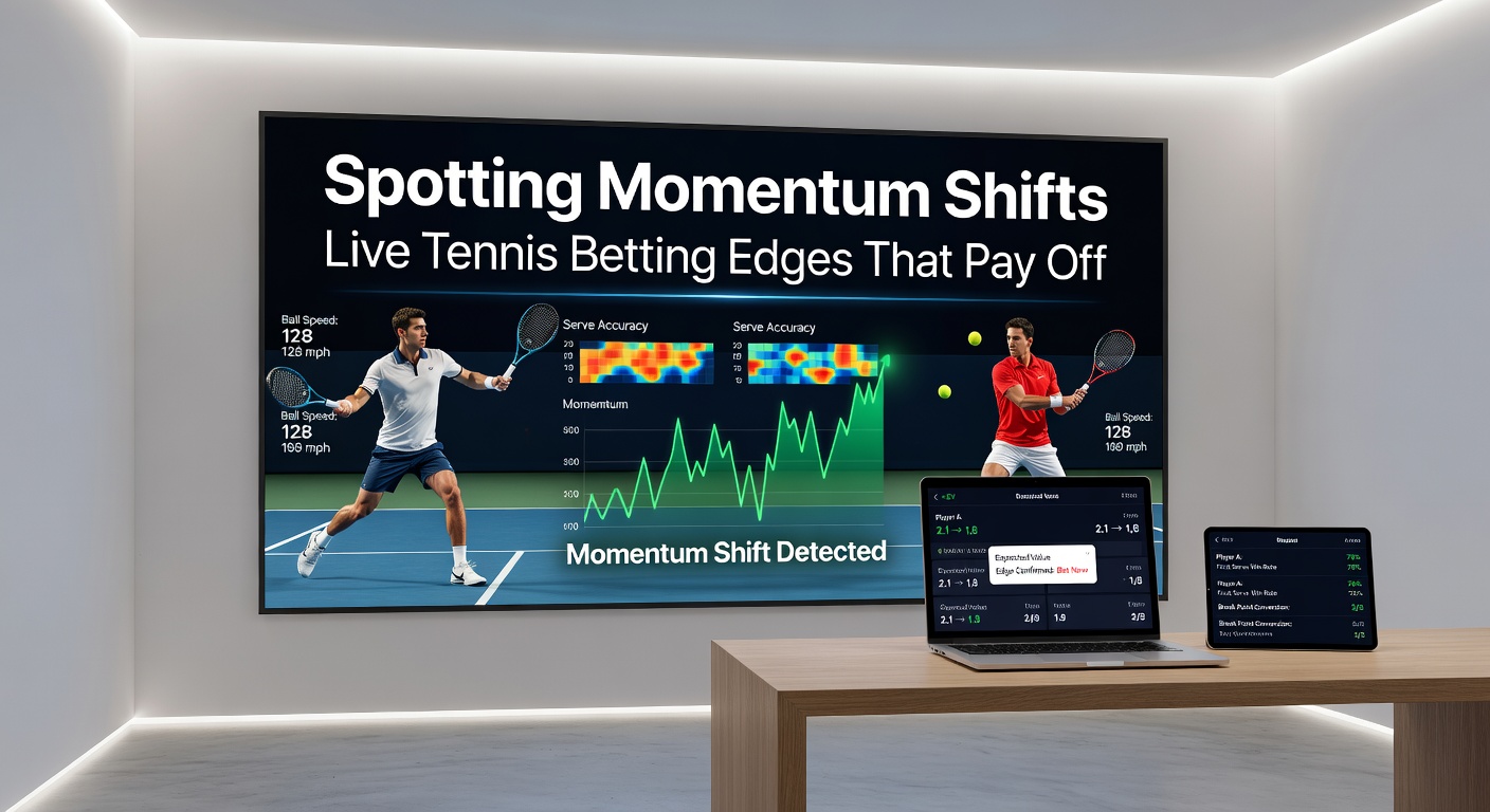 Grafik mit Tennis-Statistiken zu Momentum-Shifts und Quotenveränderungen in Live-Wetten